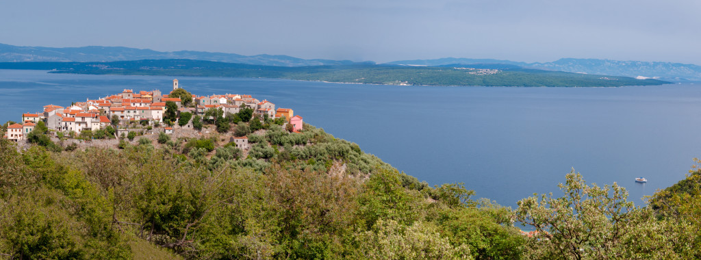 Panoramic view of Beli town and sea in Cres island